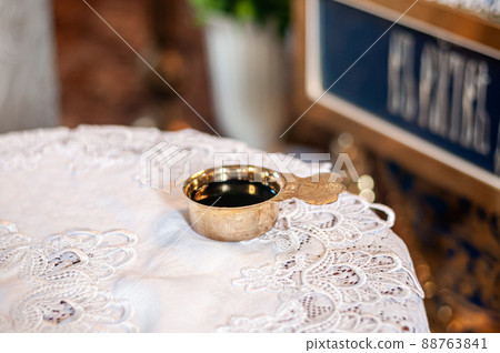 church silver chalice with wine on the table church silver chalice with wine on the table 88763841