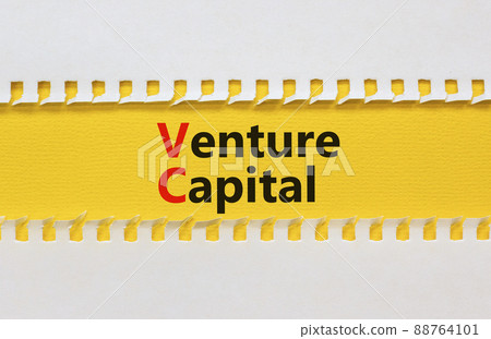 VC venture capital abbraviation symbol. Concept words VC venture capital on yellow paper on a beautiful yellow table white background, copy space. Business and VC venture capital concept. VC venture capital abbraviation symbol. Concept words VC venture capital on yellow paper on a beautiful yellow table white background, copy space. Business and VC venture capital concept. 88764101