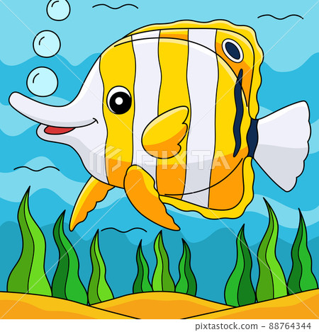 Butterflyfish Animal Colored Cartoon Illustration 88764344