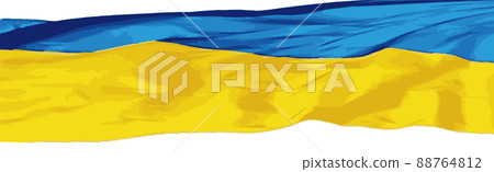 Flag of Ukraine on the blue sky. Flag of Ukraine on the blue sky. 88764812