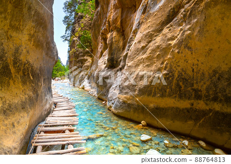 National Park Samaria Gorge, hiking trail. Crete, Greece 88764813