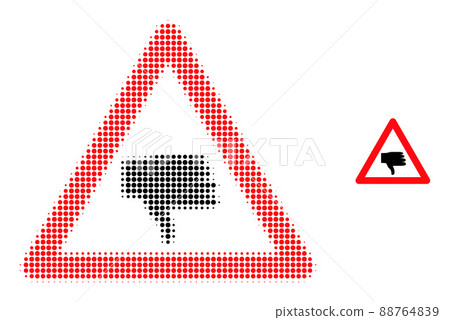 Halftone Dotted Thumb Down Warning Icon - Stock Illustration [88764839 ...