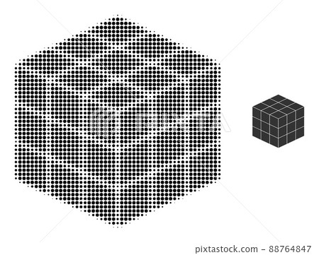 Halftone Dotted 3X3X3 Cube Icon Halftone Dotted 3X3X3 Cube Icon 88764847