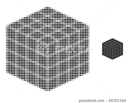 Halftone Dotted Isometric Cube Icon 88765198