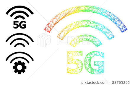 Rainbow Gradient Net Mesh 5G Radio Source Icon - Stock Illustration ...