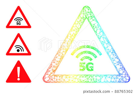 Rainbow Gradient Net Mesh 5G Warning Icon - Stock Illustration ...