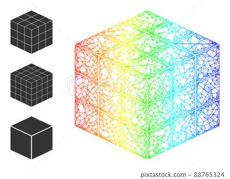 Spectrum Gradient Irregular Mesh 3X3X3 Cube Icon Spectrum Gradient Irregular Mesh 3X3X3 Cube Icon 88765324