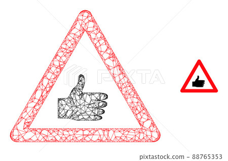 Hatched Mesh Thumb up Warning Icon 88765353