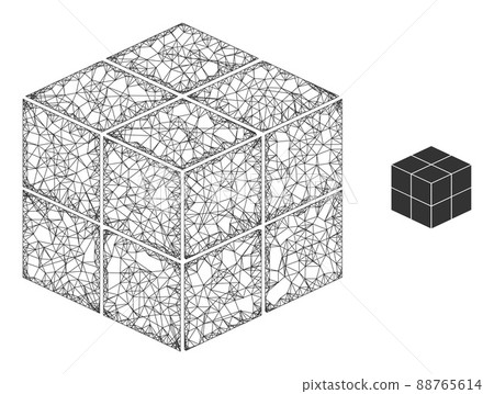 Net Mesh 3D Cube Icon 88765614