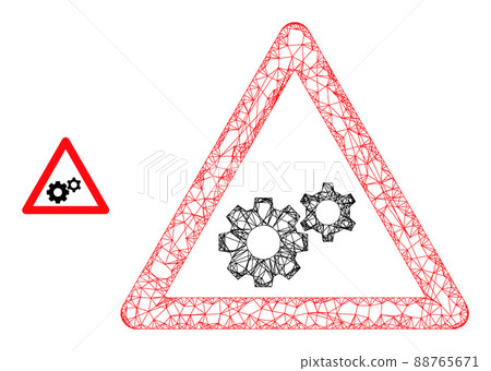 Hatched Mesh Gears Warning Icon 88765671