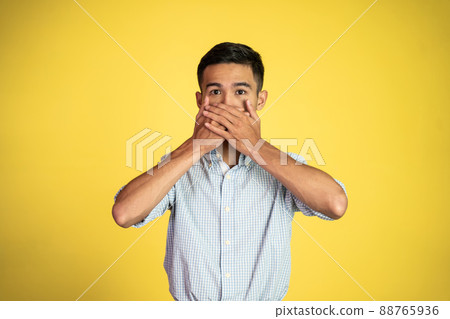 man cover his nose and feeling disgusted by the smell man cover his nose and feeling disgusted by the smell 88765936