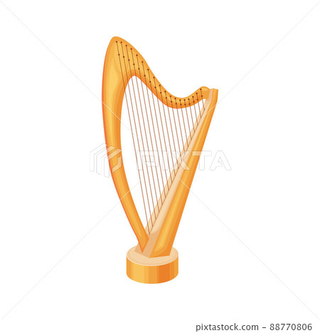The harp. A stringed musical instrument. The golden harp. Vector illustration isolated on a white background 88770806