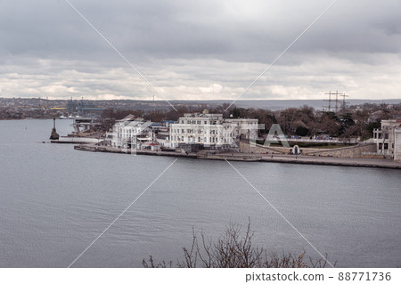 View of embankment of Sevastopol at the Artillery bay in spring. Crimea View of embankment of Sevastopol at the Artillery bay in spring. Crimea 88771736