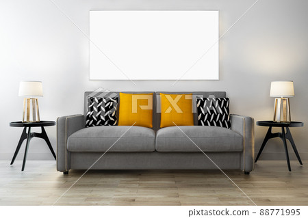 3d rendering mock up frame in living room with sofa 88771995