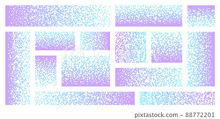 Pixel disintegration, decay effect. Various rectangular elements made of colorful round shapes Pixel disintegration, decay effect. Various rectangular elements made of colorful round shapes 88772201