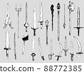 Monochrome illustration set of weapons 88772385