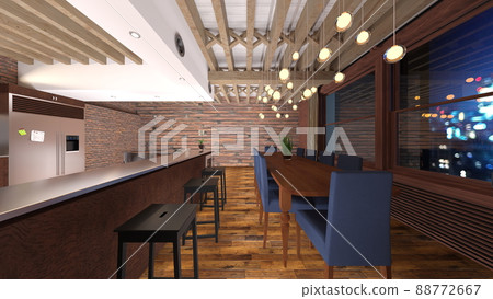 Dining room with night view Dining room with night view 88772667