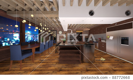 Dining room with night view Dining room with night view 88772668
