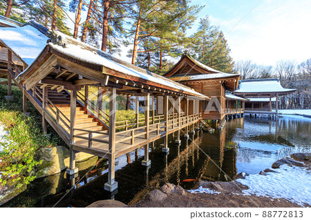 Snow-covered Misogi Shrine, Hokuto City, Yamanashi Prefecture Snow-covered Misogi Shrine, Hokuto City, Yamanashi Prefecture 88772813