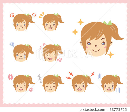 Emotions of women's emotions Face icon set 33 88773723