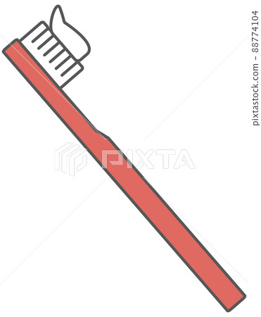 A simple toothbrush with toothpaste red 88774104