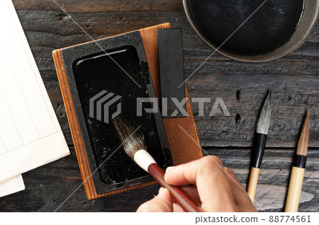 closeup writing brush 88774561