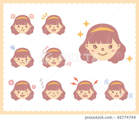 Emotions of women's emotions Face icon set 35 88774749
