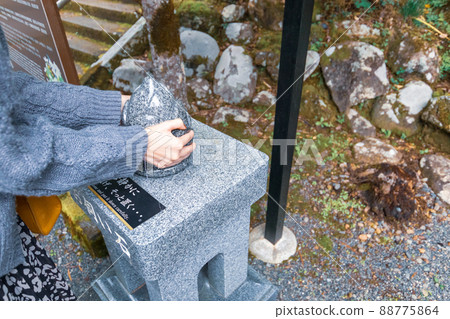 A woman's hand holding a stone A woman's hand holding a stone 88775864