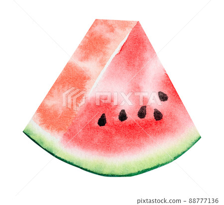 Watermelon slice on white background, watercolor hand drawn Watermelon slice on white background, watercolor hand drawn 88777136