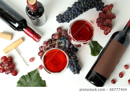 Concept of red wine tasting on white background Concept of red wine tasting on white background 88777404