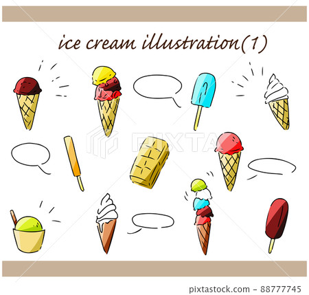 Hand-painted illustration set of ice cream Hand-painted illustration set of ice cream 88777745