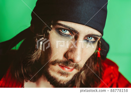 a guy with makeup in the image of a pirate 88778158