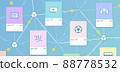 NFT cards with crypto objects of art, sports, music, video, games items on sale and blockchain in the background. Online NFT collectibles market 88778532