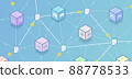 Virtual blocks with NFT crypto objects of art, sports, music, video, games items on sale and blockchain in the background. Online NFT collectibles market 88778533