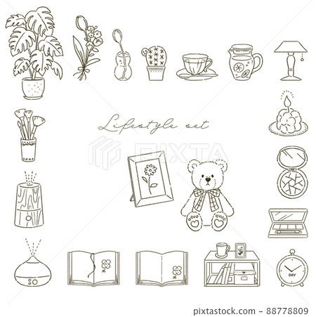 一個女人獨自生活的房間內部的美麗插圖 一個女人獨自生活的房間內部的美麗插圖 88778809