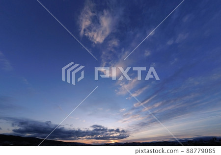 Dawn sky with wavy clouds, spring, super wide angle, 220320pm, sky main Dawn sky with wavy clouds, spring, super wide angle, 220320pm, sky main 88779085