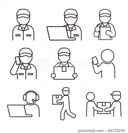 快遞簡單的線條畫圖標集/白色背景 88779299