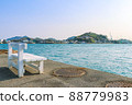White bench and Onomichi Suido, sightseeing spots in the Seto Inland Sea 88779983