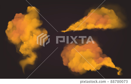 Orange smoke clouds, color dust or powder splashes 88780073