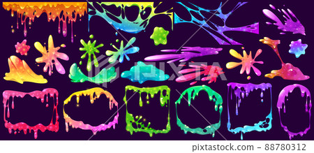 Colorful slime frames, splashes, spots or elements 88780312