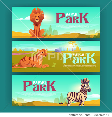 Safari park posters with zebra, tiger and lion 88780457