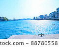 Beautiful scenery of the Seto Inland Sea seen from the coast of Onomichi Suido 88780558