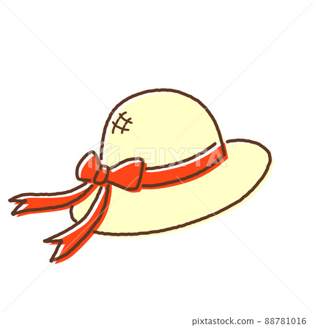 Straw hat with red ribbon 88781016
