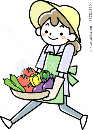 Young woman carrying summer vegetables 88781330