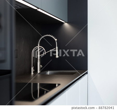 Modern kitchen washbasin with chrome faucet Modern kitchen washbasin with chrome faucet 88782041