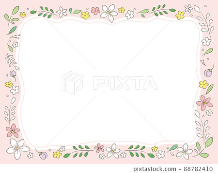 Pink frame of pencil style plant illustration 88782410