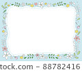 Mint green frame with pencil-like botanical illustration 88782416
