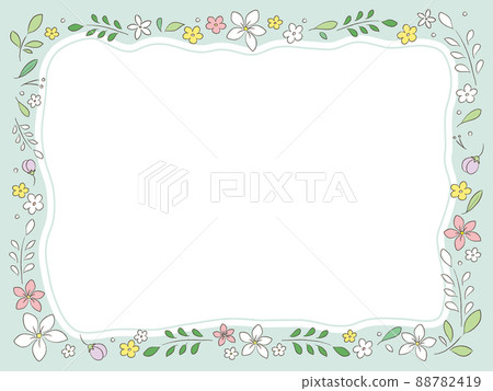 Green frame of pencil style plant illustration 88782419