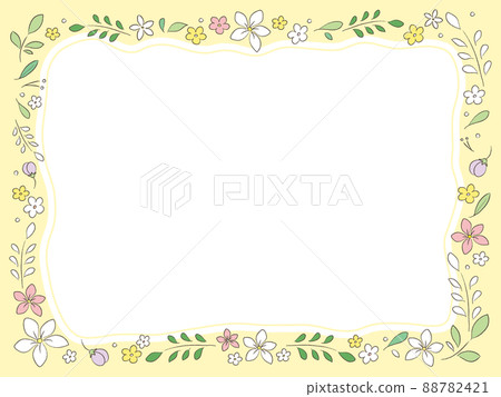 Yellow frame of pencil style plant illustration 88782421