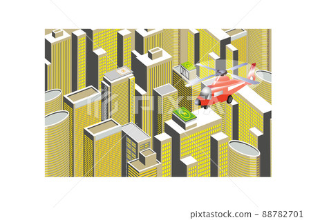 直升機和屋頂報告風景 88782701